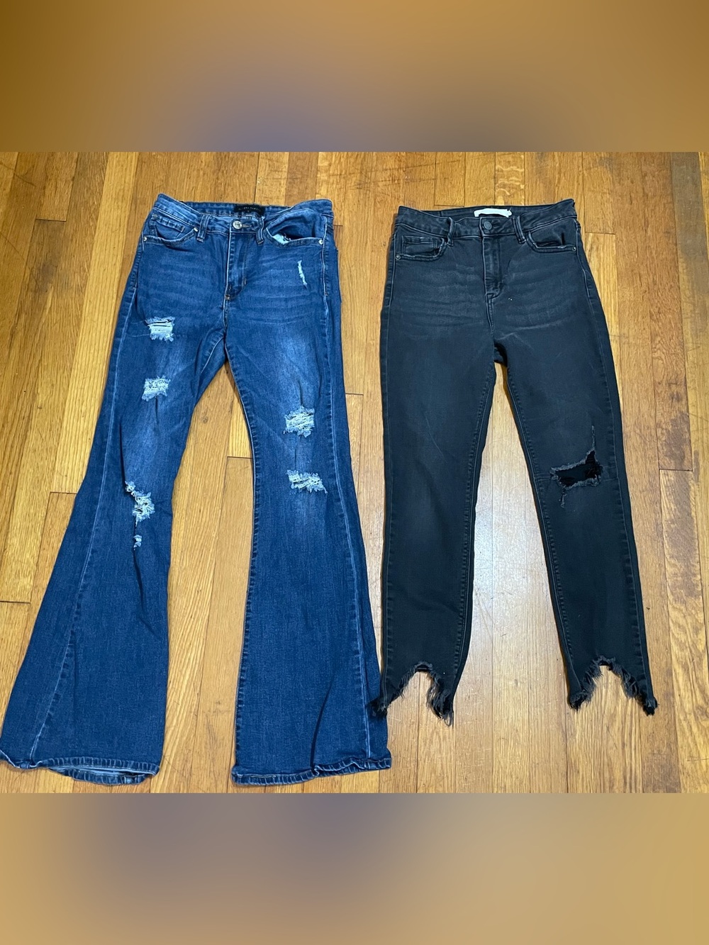 Almost Famous Blue Flare Jeans & Black Ripped Skinny Jeans Duo